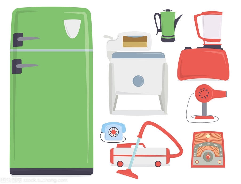 復(fù)古韻致 老式家電廚具與仿古工藝器皿的矢量藝術(shù)之美